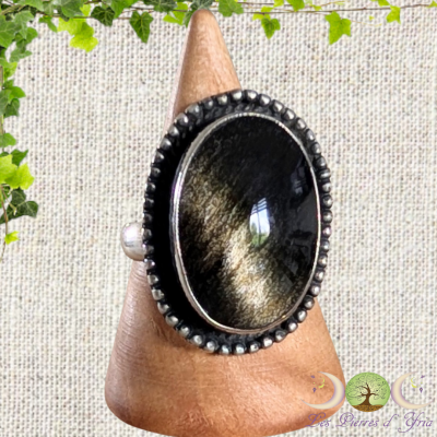 Bague Obsidienne Dorée