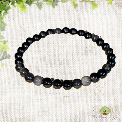 Bracelet Obsidienne Argentée