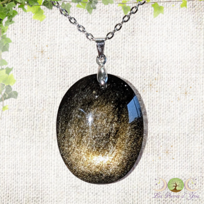 Pendentif Obsidienne Dorée #2